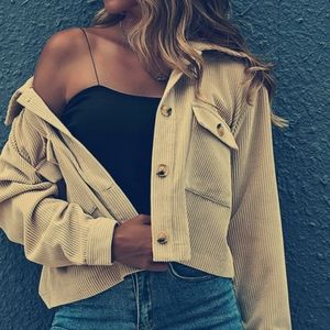 🌸APRICOT COLOR Cropped Corduroy Jacket Shacket